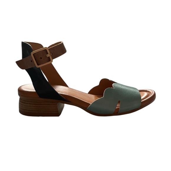 Miz Mooz Feena Multicolored Blue, Navy and Brown Leather Scallop Sandals 7.5 - Picture 4 of 6